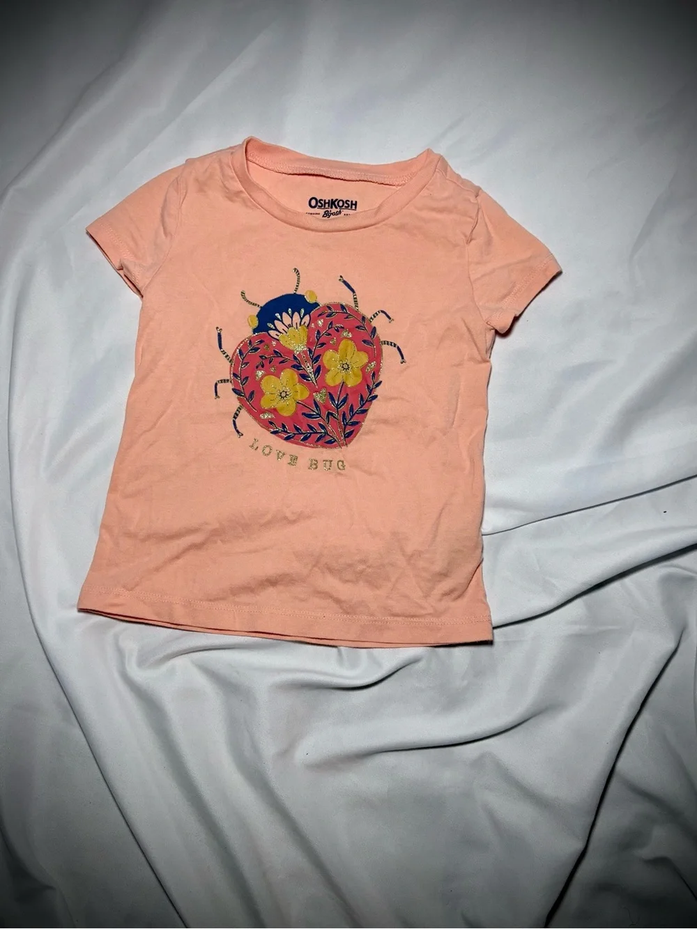 OshKosh B'gosh Peach 'Love Bug' Floral Graphic Tee for Kids